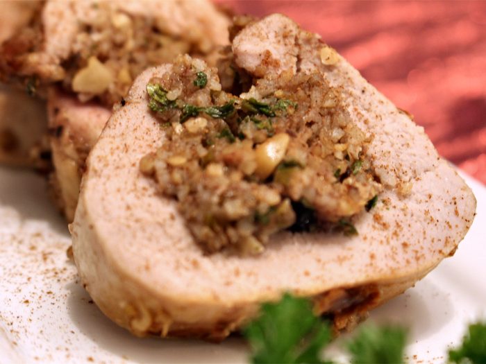 “Love Me Tender, Give Me a Ring” Dried Cranberry, Nut & Bulgur Wheat-Stuffed Pork Tenderloin with Savoury Pan Gravy