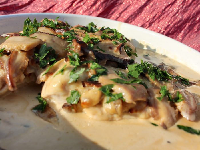 “Let’s Light This Candle” Herbes de Provence Supremes De Volaille Aux Champignons or Creamy Mushroom Chicken