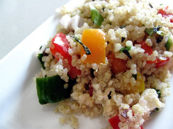 “But I Would Rather You Let Me Give My Heart” Toasted Quinoa Grecian Salad