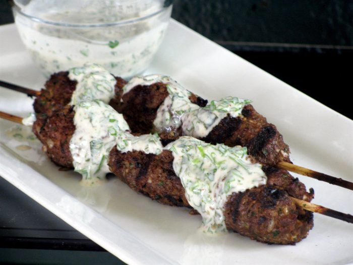 Cumin Scented Kabobs with Minted Yogurt Dip