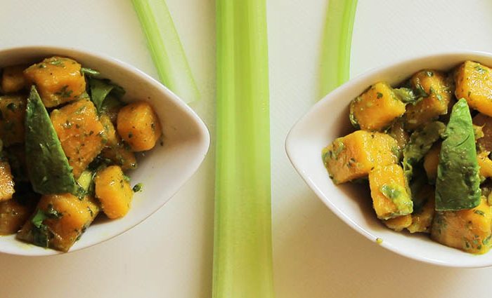 Balanced Green Temptress Sweet Potato Salad.
